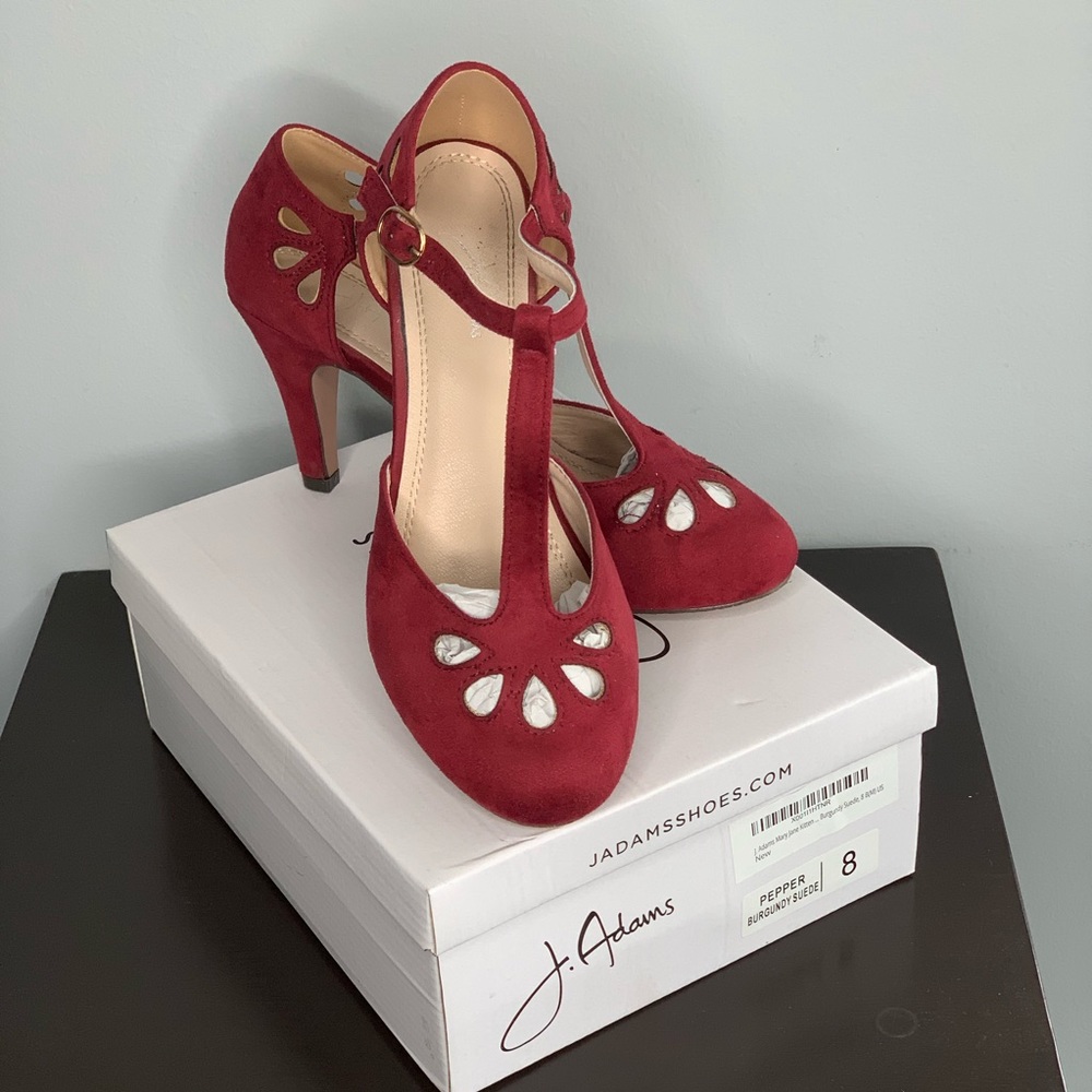 J. Adams Mary Jane Pumps, Burgundy